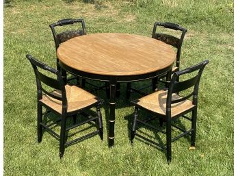 Gorgeous L. Hitchcock Round Dining Table W/ 4 Chairs