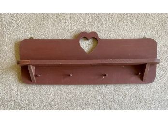 Decorative Shelf/Coat Rack With Heart Cut Out