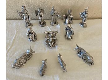 12-piece Miniature Pewter Nativity Scene