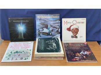 Collection Of 17 Vinyl Christmas Albums Including Barbra Streisand, Bing Crosby, & More