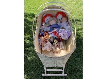 Vintage Bassinet W/ Misc. Dolls