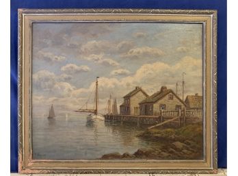 Antique Original Oil Painting On Canvas By American Marine Artist T.Bailey #3 Of 3