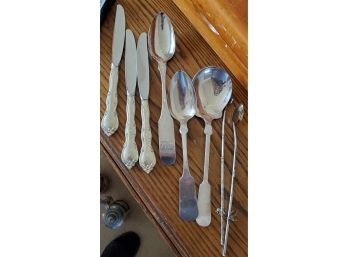 8 Pieces Of Misc. Silver Plate Silverware Serving Utensils
