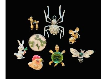 Grouping Of Animal Themed Brooches