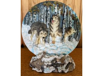 Lot Of 2 -3D Wolf Art Plates