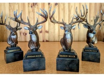 Set Of 4 'White Tail Legends' Collectible Buck Head Miniatures