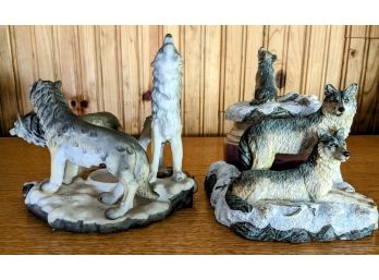 Lot Of 2 - Ceramic Wolf Candle Holders
