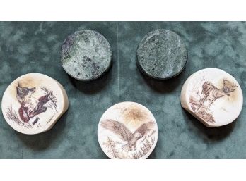 Lot Of 5 Stone Paperweights/ Coasters