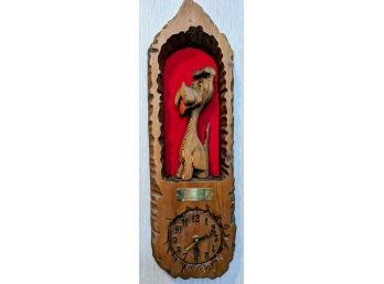 Antique Wood Carved Dog Clock