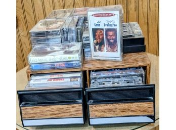 Large Lot Of Cassette Tapes With Two Cassette Storage Cases