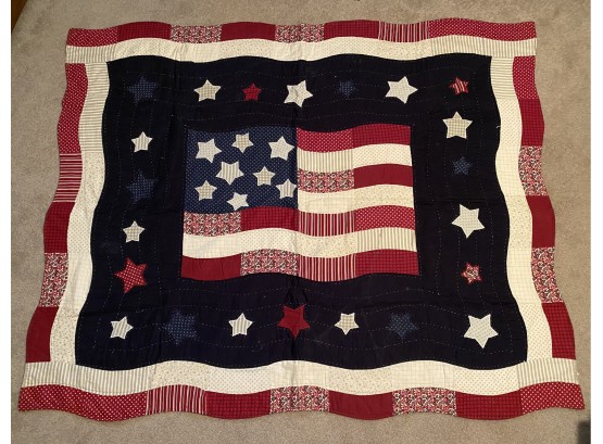Handmade American Quilt With Flag Pattern