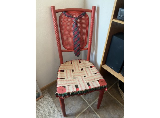 Red Painted And Decorated Chair