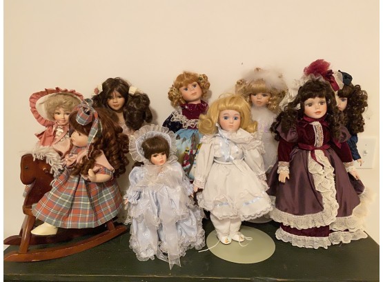Lot Of 9 Porcelain Dolls