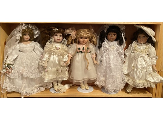 Lot Of 5 Porcelain Dolls