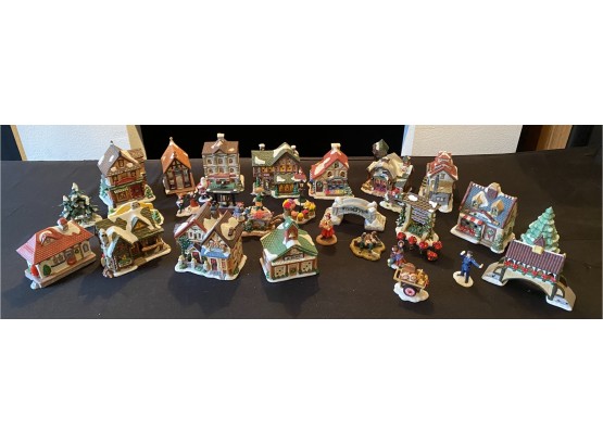 Lot Of 35 Christmas Village Houses And Figurines