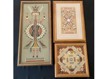 Lot Of 3 Sand Paintings Signed
