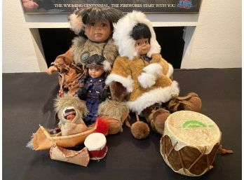 Lot Of 8 Southwestern Dolls And Drum