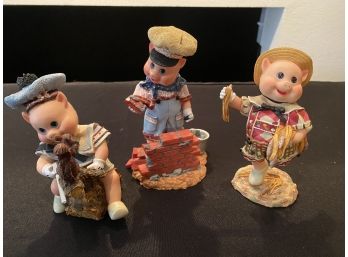 Lot Of 3 Piggies Numbered Figurines