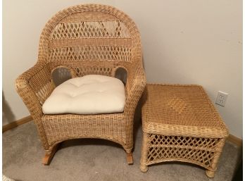 Wicker Rocking Chair + End Table