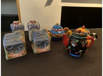 Lot Of Assorted  Teapots + Salt And Pepper Shakers