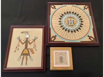 Lot Of 3 Sand Paintings- Signed