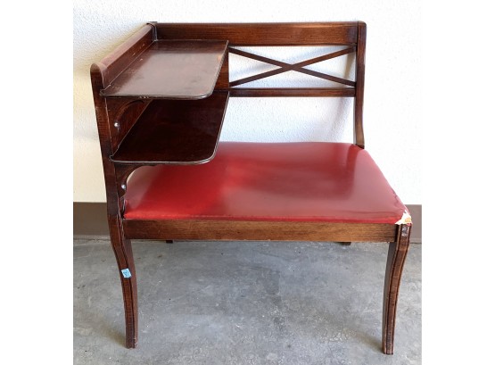 Wood Telephone Bench With Padded Seat