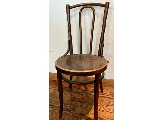 Johann Kohn 1920’s Antique Wooden Round Seated Chair With Peacock Carving