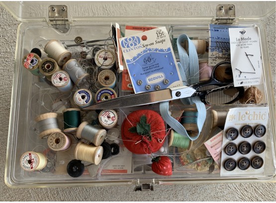 Vintage Sewing Box Filled With Accessories