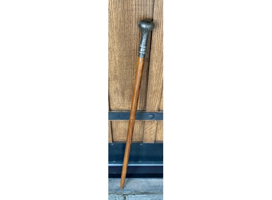 Wood Cane With Metal Handle