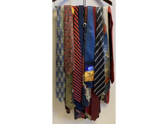 Large Lot Of Men's Ties Incl. Sterling Bolo Tie