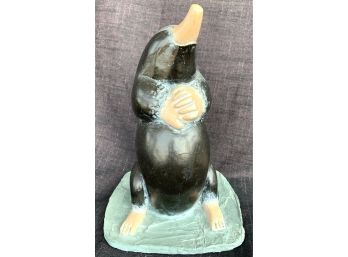 Charming Vintage Signed Ceramic Mole Statue