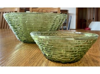 2 Green Glass Bowls