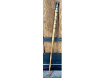 Cane With Staggered Wood And Silver Handle