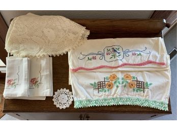 Embroidered Pillow Cases, Napkins, And Doilies