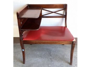 Wood Telephone Bench With Padded Seat