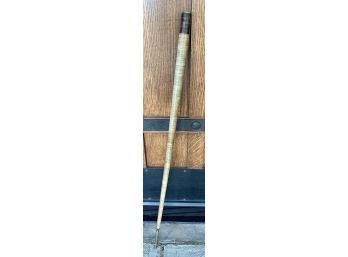 Cane With Swirled Wood And Dark Brown Handle