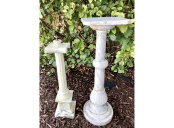Two Marble Pedestals In Greek Column Style