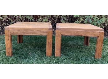 Two Solid Oak Side Tables
