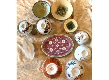 Large Lot Of Assorted Asian Bowls, Lidded Bowls And Plates