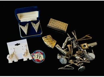 Grouping Of Miscellaneous Items, Including Cufflinks, Costume Earrings And More