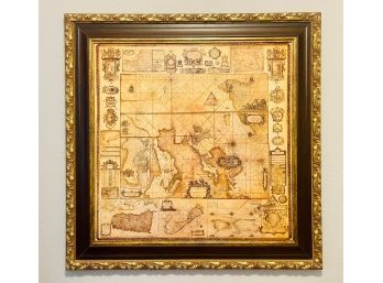 Reproduction Of Antique Map Of Europe In Frame