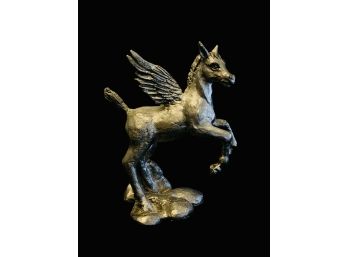 1987 Michael Ricker Baby Pegasus Pewter Sculpture, Numbered 1632 Of 3500