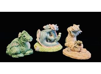 Trio Of Dragon Figurines