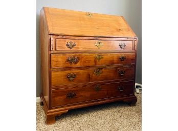 Antique Solid Wood Secretary Desk With Dovetail Drawer Joints