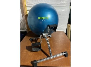 Weighted Exercise Ball And Seated Pedaler