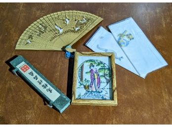 Lot Of 5 -Vintage Asian Art And Accessories