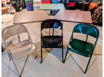 Lot Of 6- 3 Folding Card Tables, 3 Folding Metal Chairs