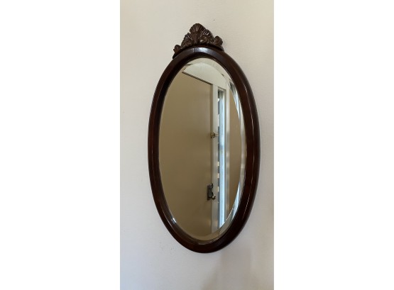 Oval Beveled Mirror W/Wood Frame
