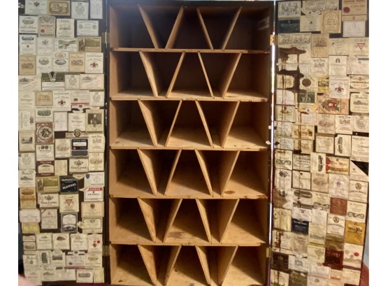 Custom Built Wine Cabinet From Circa 1970 With Wine Labels