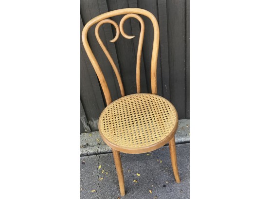 Heart Back Bow Wood Chair With Wicker Seat